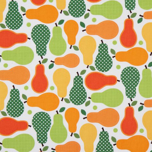 colourful pears fabric orange-green Robert Kaufman 2