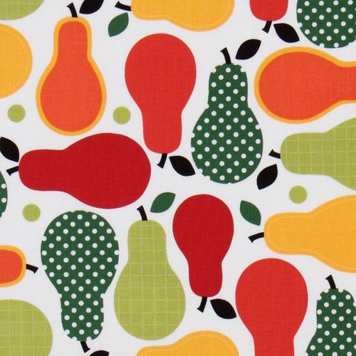 colourful pears fabric red-green Robert Kaufman 1