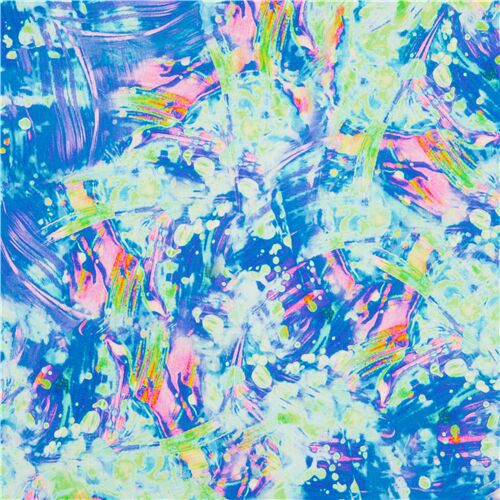 bunte Pinselstriche hell abstrakte blaue Baumwolle auf Stoff