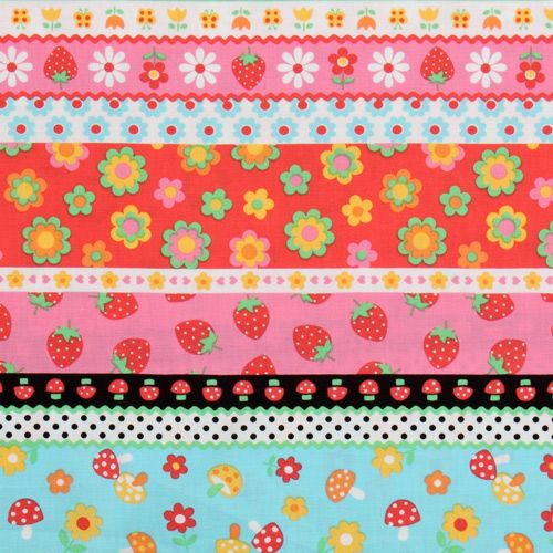 colourful stripes fabric strawberry flowers mushroom 1