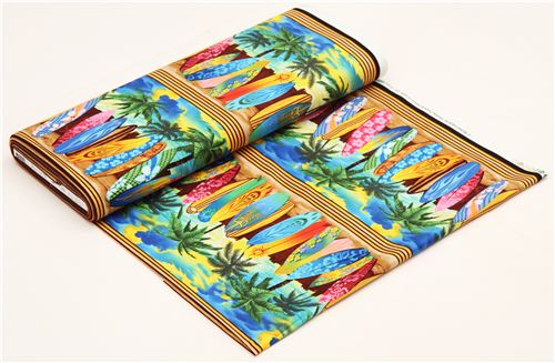 colourful surfboard stripe fabric Timeless Treasures USA 3