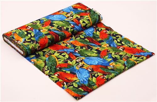 colourful tropical bird fabric parrot Robert Kaufman 3
