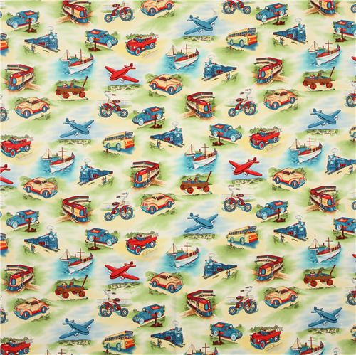 colourful vehicle fabric for kids Transit Michael Miller USA 2