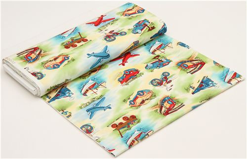 colourful vehicle fabric for kids Transit Michael Miller USA 3