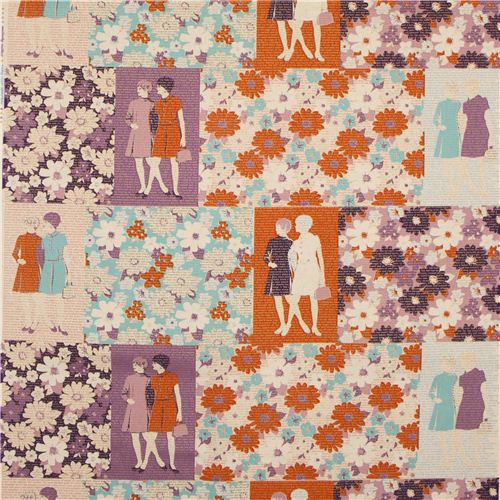 copy - canvas fabric flower story panel Kokka Japan 2