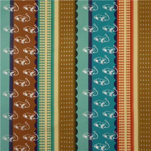 copy - Canvas Stoff Retro Kamera Streifen rot von Kokka aus Japan 2