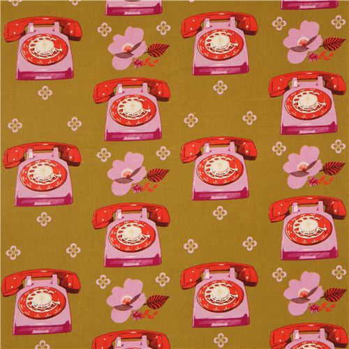 copy - dark blue Canvas telephone flower fabric by Kokka from Japan 2