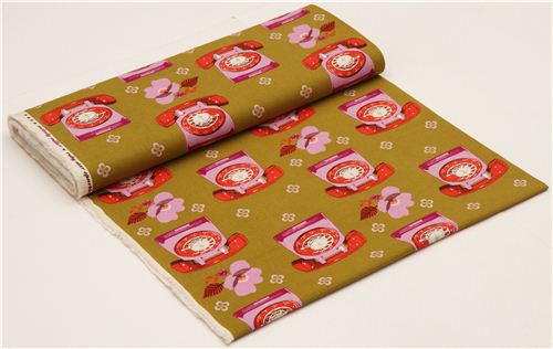 copy - dark blue Canvas telephone flower fabric by Kokka from Japan 3