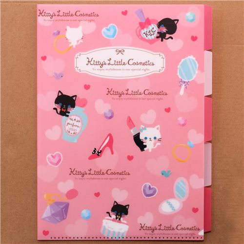 pink cat cosmetics make up 5pocket A4 file folder Folder