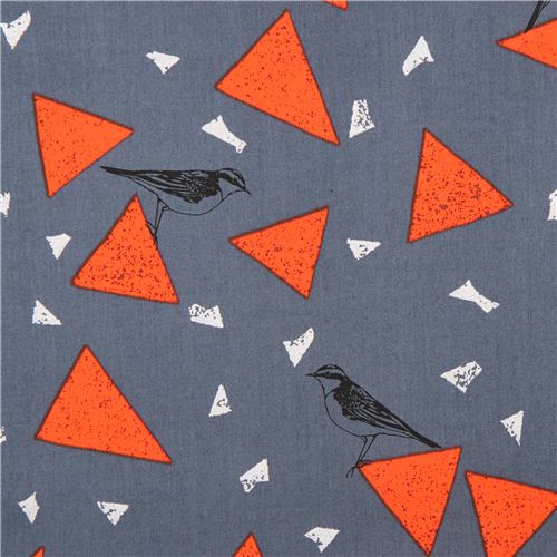 steel grey bird triangle animal cotton sateen glitter laminate fabric