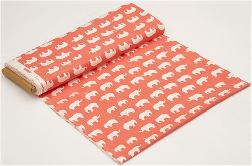 coral birch organic fabric with white elephants USA 3