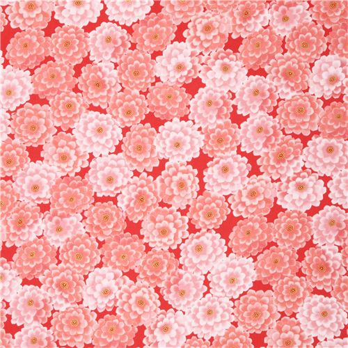 coral blossom flower fabric Satsuki by Robert Kaufman USA Fabric by ...