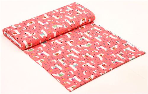 coral red alpaca animal fabric Timeless Treasures USA 3