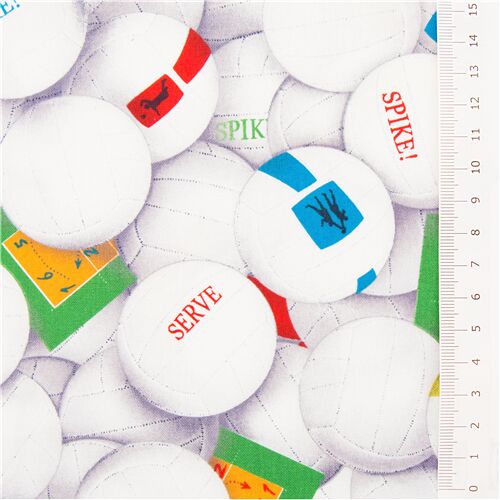 cotton fabric sports volleyball with play diagrams and white balls