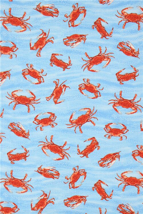 Crab Crustacean Beach Sea Animal Cotton Fabric Timeless Treasures C2627  YARD Bastel & Künstlerbedarf LA1754829