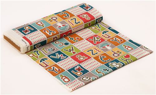 cream 'ABC Patch' alphabet square panel organic fabric birch USA  3