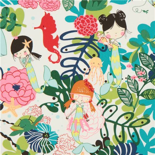 cream Alexander Henry fabric flower If I Were a Mermaid Fabric