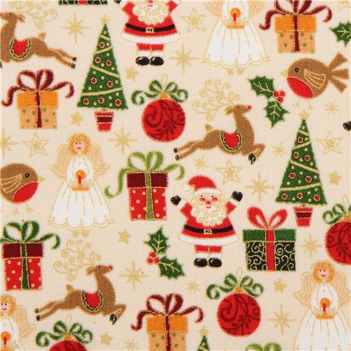 cream Christmas glitter fabric Andover from the USA Fabric by Andover ...