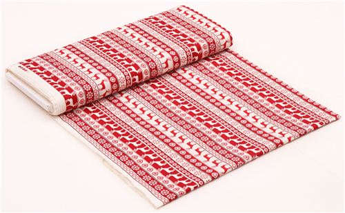 cream Christmas reindeer stripes fabric Andover from the USA 3