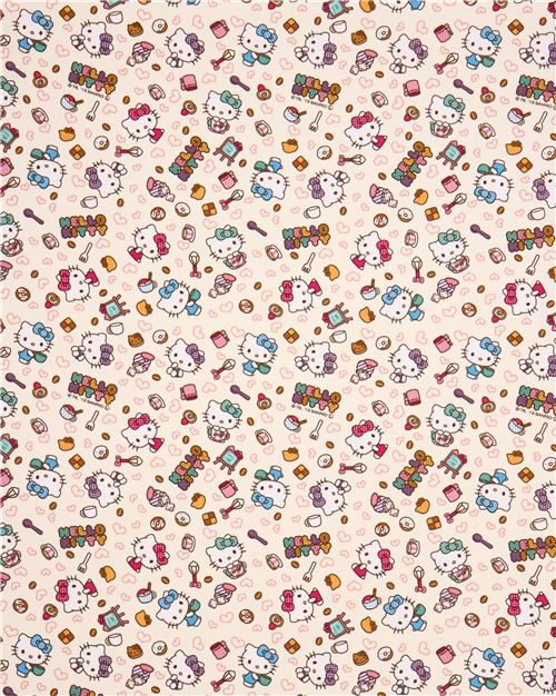 beige packed Sanrio character oxford fabric Fabric by Sanrio - modeS4u