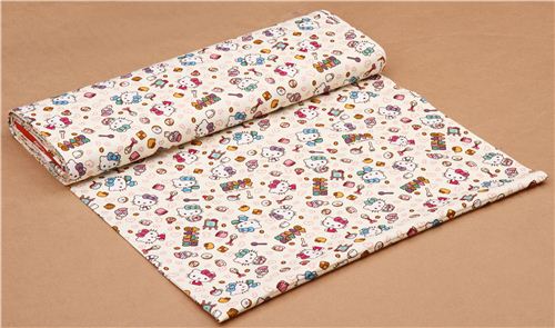 cream Hello Kitty oxford fabric Kitty Cafe bakery by Sanrio from Japan ...