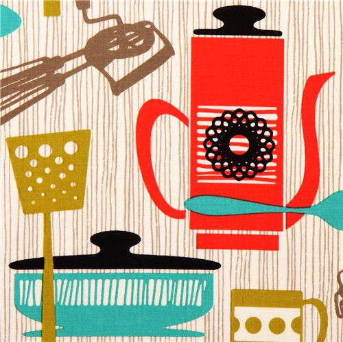 cream Michael Miller kitchen retro fabric Kitchenette 1