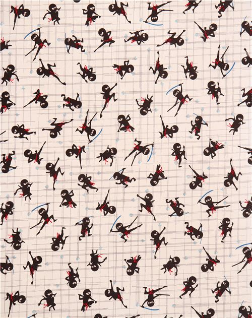 cream Ninja warriors fabric for boys Riley Blake Year Of The Ninja 4