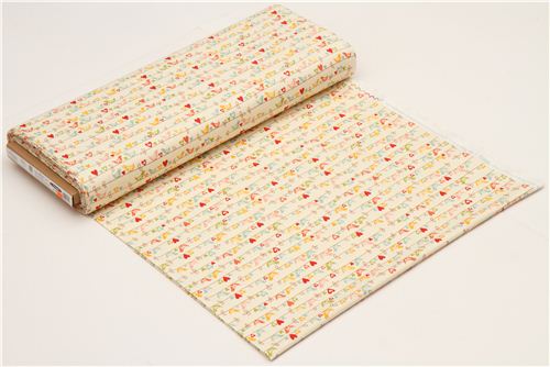 cream Riley Blake animal fabric bird and hearts USA 3