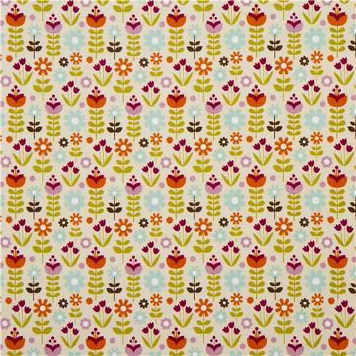 cream Riley Blake colourful flower fabric USA 2