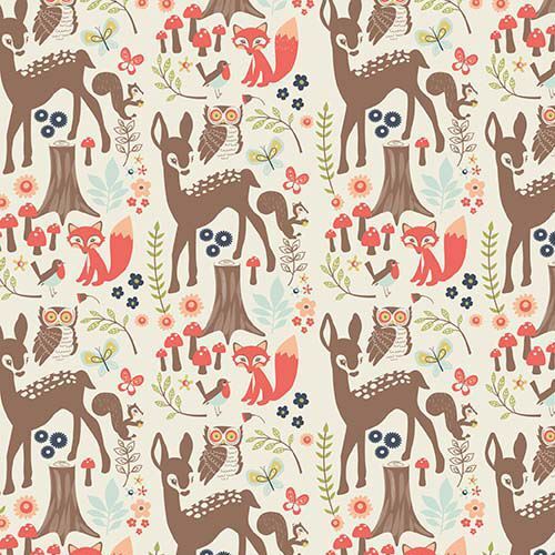 Cute Animals - Cream - Cotton Fabric