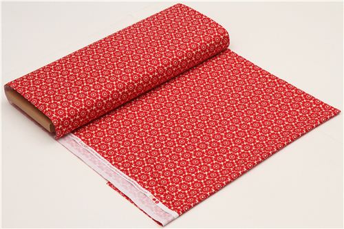 cream Riley Blake flower fabric from the USA red petals 3