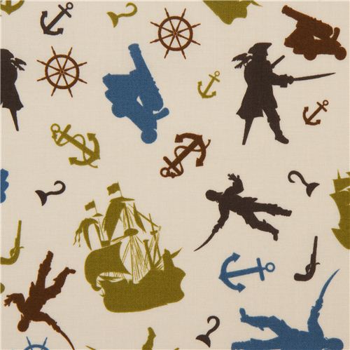 cream Riley Blake pirate fabric from the USA Fabric