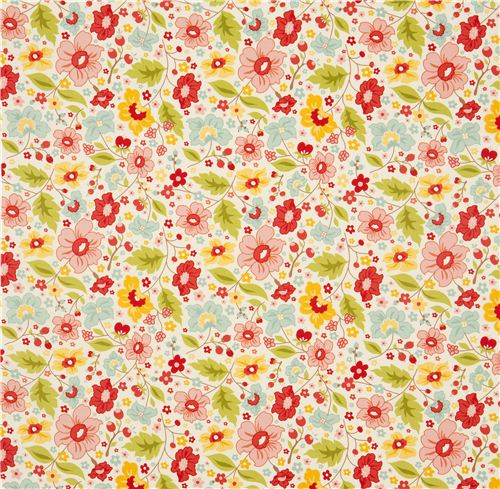 cream Riley Blake wild flower fabric from the USA 2