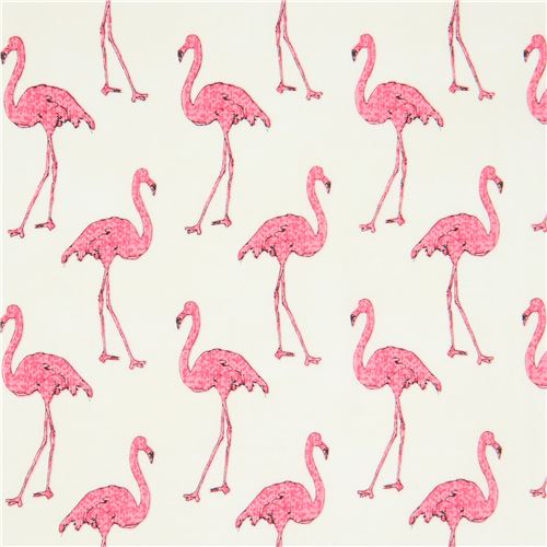 cream Robert Kaufman pink flamingo fabric Beach Divas - modeS4u