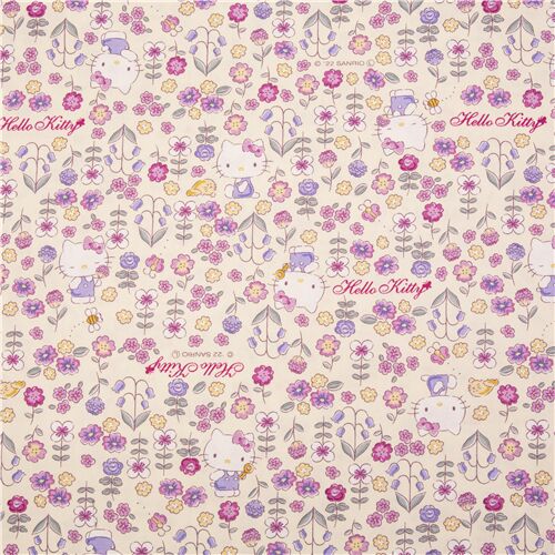 cream Sanrio Hello Kitty flower garden oxford fabric - modeS4u