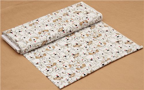 cream Timeless Treasures fabric with shaggy dogs 3