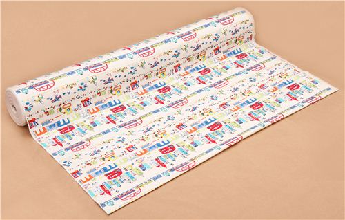 cream airplane train bus Canvas fabric from Japan 3