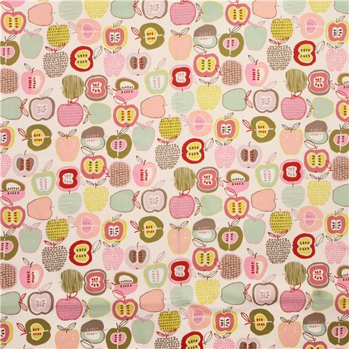 creme-rosa Apfel Frucht 'Apple of My Eye' Alexander Henry Laminat Stoff 4