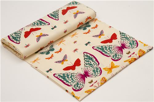 cream animal fabric butterflies Alexander Henry USA 3