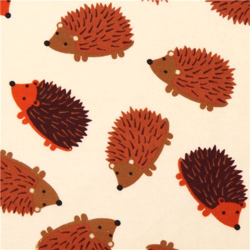 cream animal hedgehog flannel fabric Timeless Treasures Fabric by ...