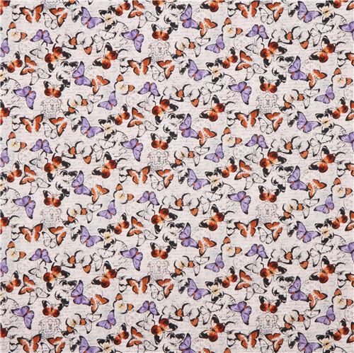 cream butterfly animal fabric by Andover USA 2