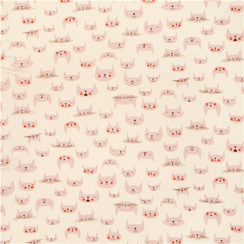 cream cat knit fabric Andover USA Fabric by Andover Fabrics modes4u