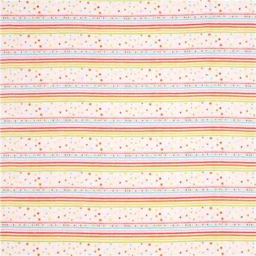 cream color double gauze colorful stripes shapes Kokka fabric 3