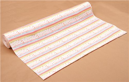 cream color double gauze colorful stripes shapes Kokka fabric 4