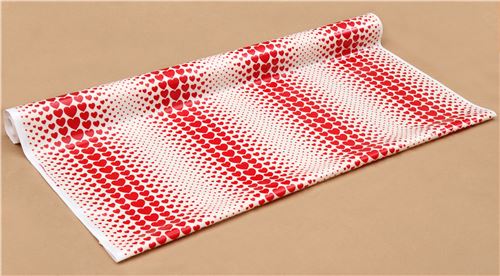 cream color with red heart laminate fabric from Japan 3