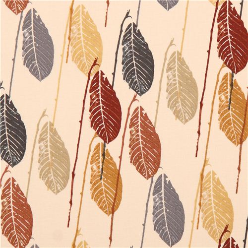 cream colored autumn leaf pattern cotton fabric by Andover USA 2