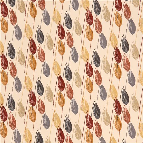 cream colored autumn leaf pattern cotton fabric by Andover USA 3