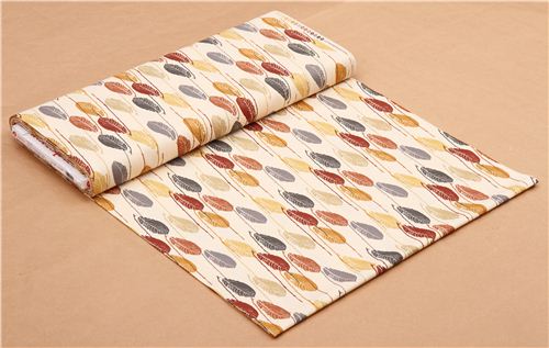 cream colored autumn leaf pattern cotton fabric by Andover USA 4