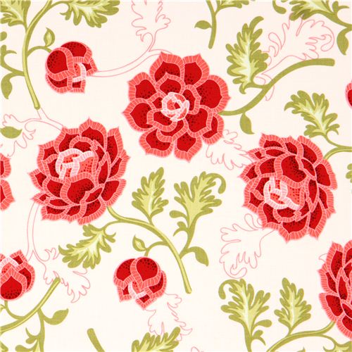 cream colored flower blossom fabric Riley Blake 'La Vie Boheme' Fabric ...
