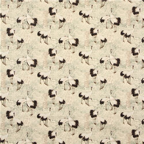 cream crane and flower fabric by Timeless Treasures 2